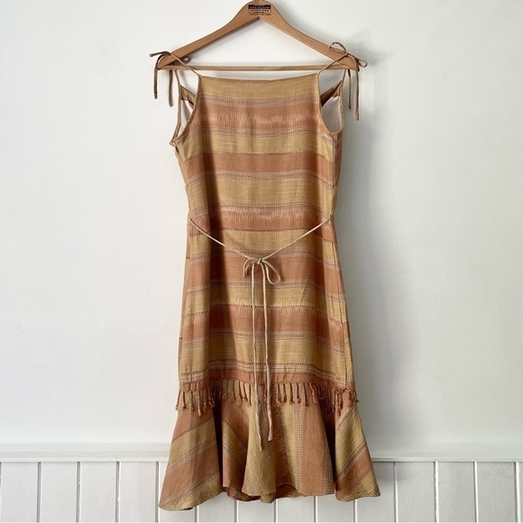 Striped Empire Waist Ruffle Fringe Hem Dress Size XS - Picture 6 of 9